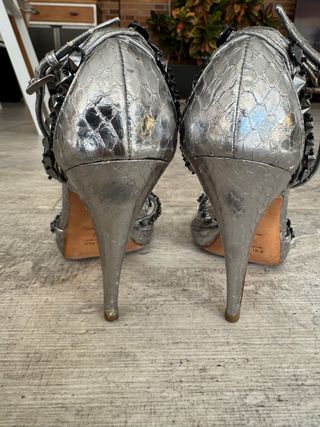 Prada originales · Sandalias joya plateadas ·