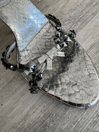 Prada originales · Sandalias joya plateadas ·