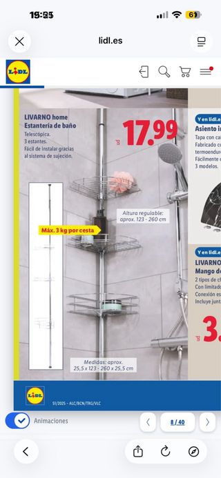 Estantería de baño metálica 3 niveles