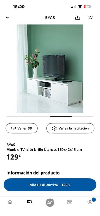 Mueble TV Blanco Brillo Ikea BYÅS