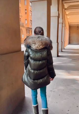 Abrigo plumas mujer Mangata verde talla S