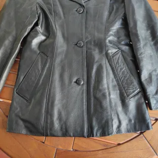 Abrigo vintage piel negro