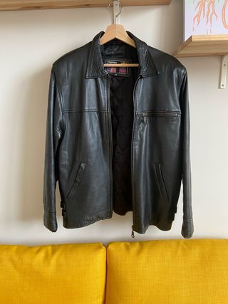 Casaco de Pele Preto Homem XS