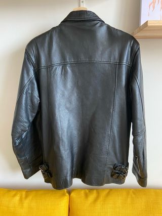 Casaco de Pele Preto Homem XS