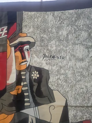 Foulard Picasso Seta Vintage Anni '80 Cm. 87x87