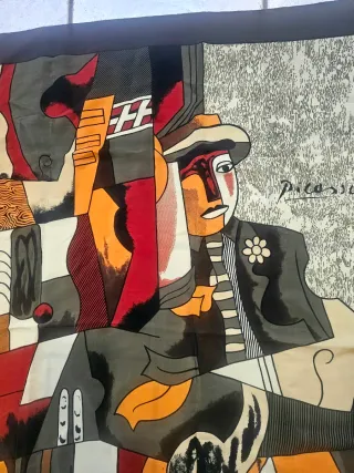 Foulard Picasso Seta Vintage Anni '80 Cm. 87x87