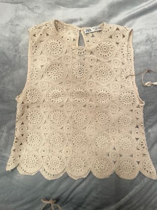 Top Zara Crochet Beige Talla L