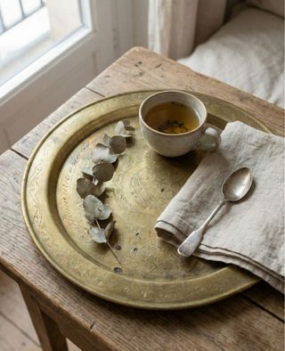 Bandeja de latón vintage estilo marroquí