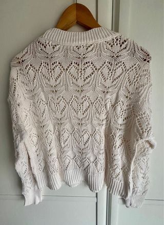 Jersey blanco de punto calado