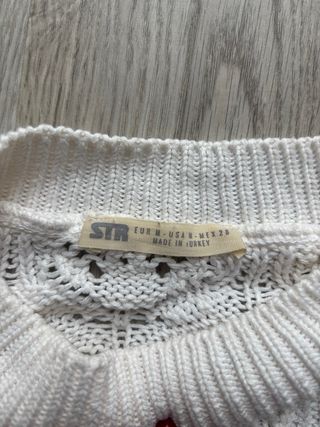 Jersey blanco de punto calado