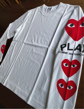 Camiseta Comme des Garçons Play Blanca Manga Larga