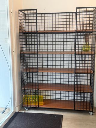 Estantería Metálica y Madera con Ruedas