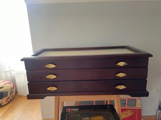 Vitrina expositora de madera con cristal