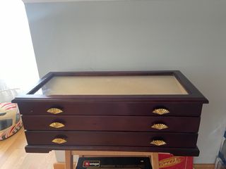 Vitrina expositora de madera con cristal