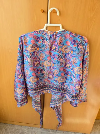 Kimono floral azul talla única