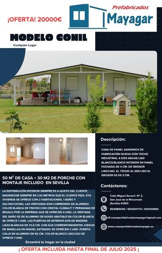 CASA SANDWICH MODELO CONIL EN 50 M2 + 30 M2 PORCHE