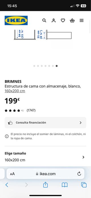 Estructura de cama IKEA Brimnes con cabecero plano