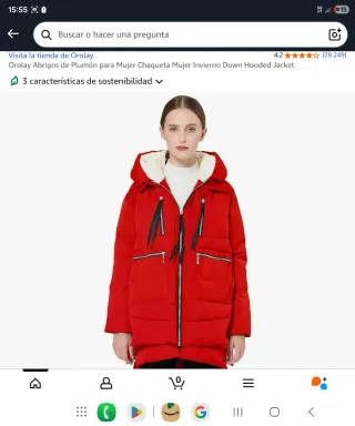 Cazadora Orolay Roja con Capucha