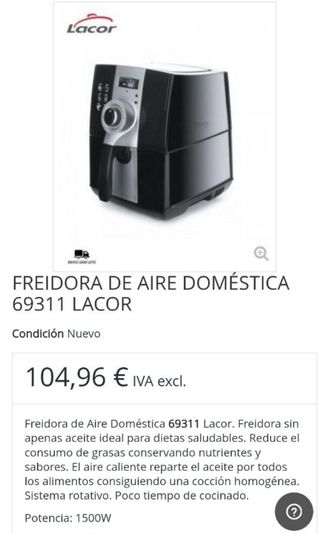 Freidora de aire Lacor