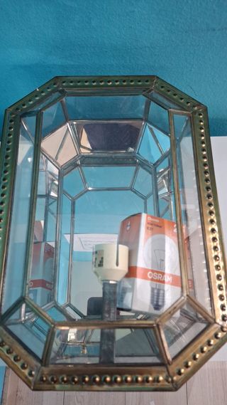 Aplique vintage artesanal con espejo dorado