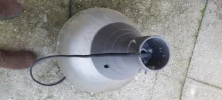 Luminária pendente cinza e transparente