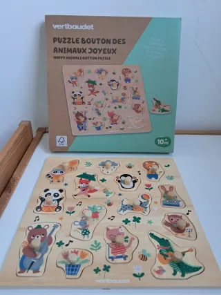 Puzzle madera animales felices +10m