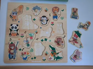 Puzzle madera animales felices +10m