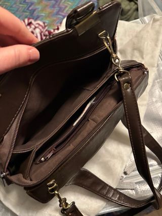 Borsetta vintage vera pelle marrone