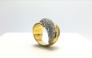 *Anillo 3 bandas de oro 18K con diamantes 0.45 ct.