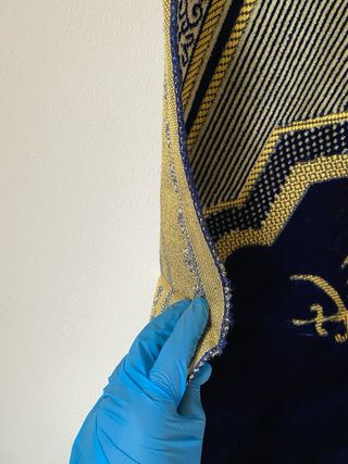 Tappeto da preghiera blu e oro