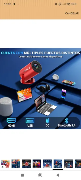 Proyector COOLID Rojo 4K 1080P