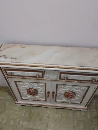 Mueble recibidor vintage mármol y madera