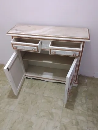 Mueble recibidor vintage mármol y madera