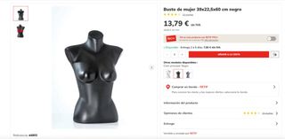 Busto de mujer negro 39x22,5x60 cm