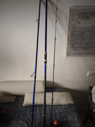 Conjunto de cañas y carretes con funda