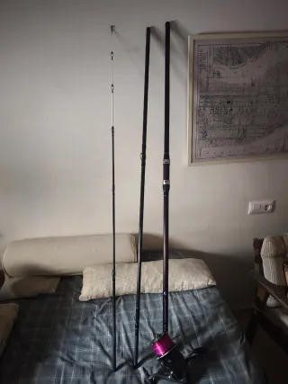 Conjunto de cañas y carretes con funda