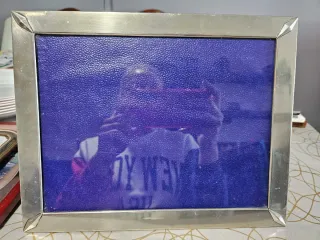 Marco de fotos 15x20 cm metal y piel