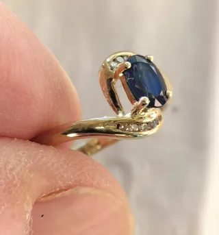 Anillo Oro 9ct Zafiro y Diamantes