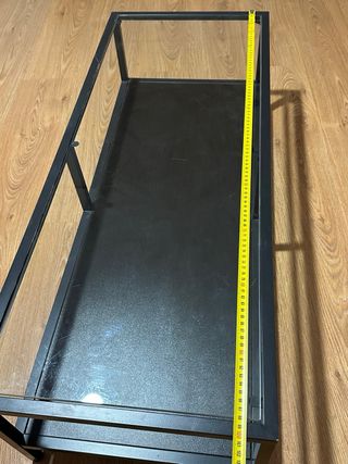 Mesa de centro cristal y metal negra