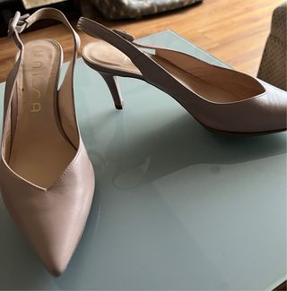 Zapatos Unisa Piel Tacón Fino Talla 37 Beige