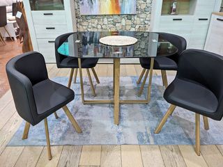 Conjunto comedor cristal y madera nuevo