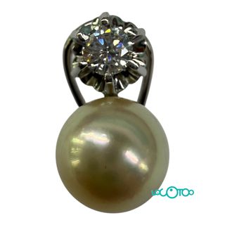 Pendientes Oro 18k Perla y Diamante