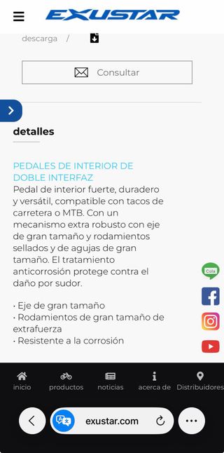 Pedales Exustar Bicicleta Indoor
