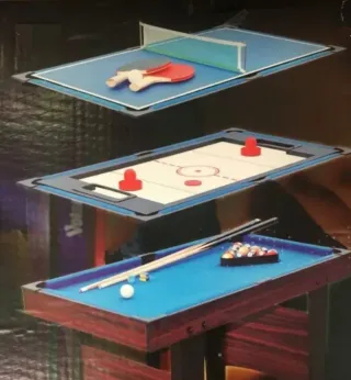Mesa Multijuego 3 en 1: Billar, Hockey, Ping Pong