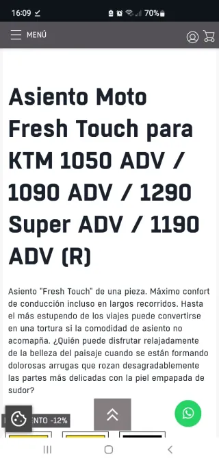 Asiento bajo Touratech (2cm) KTM 1090 Adventure