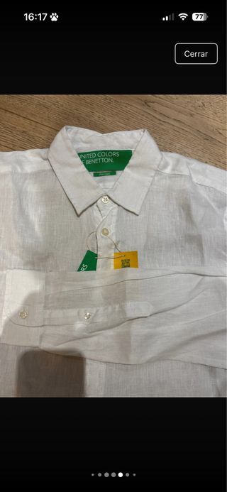 Camisa Benetton Blanca Talla M Lino