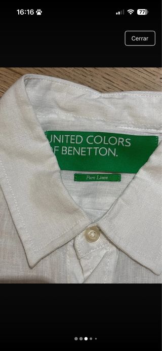 Camisa Benetton Blanca Talla M Lino