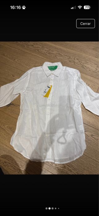 Camisa Benetton Blanca Talla M Lino