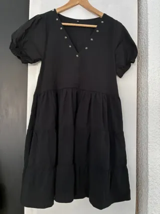 Vestido negro tachuelas aire retro Talla XS