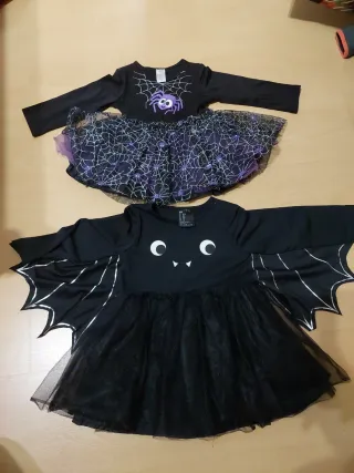 Disfraz murciélago y araña niña